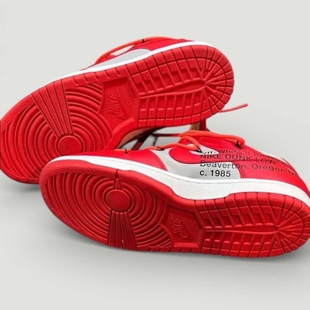 Nike Off-White Red White Dunk Low Sneakers - Picture 7 of 10